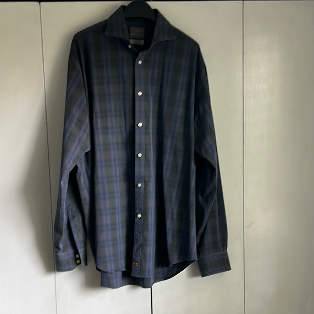 Thomas Dean Blue Casual Button Down Shirt